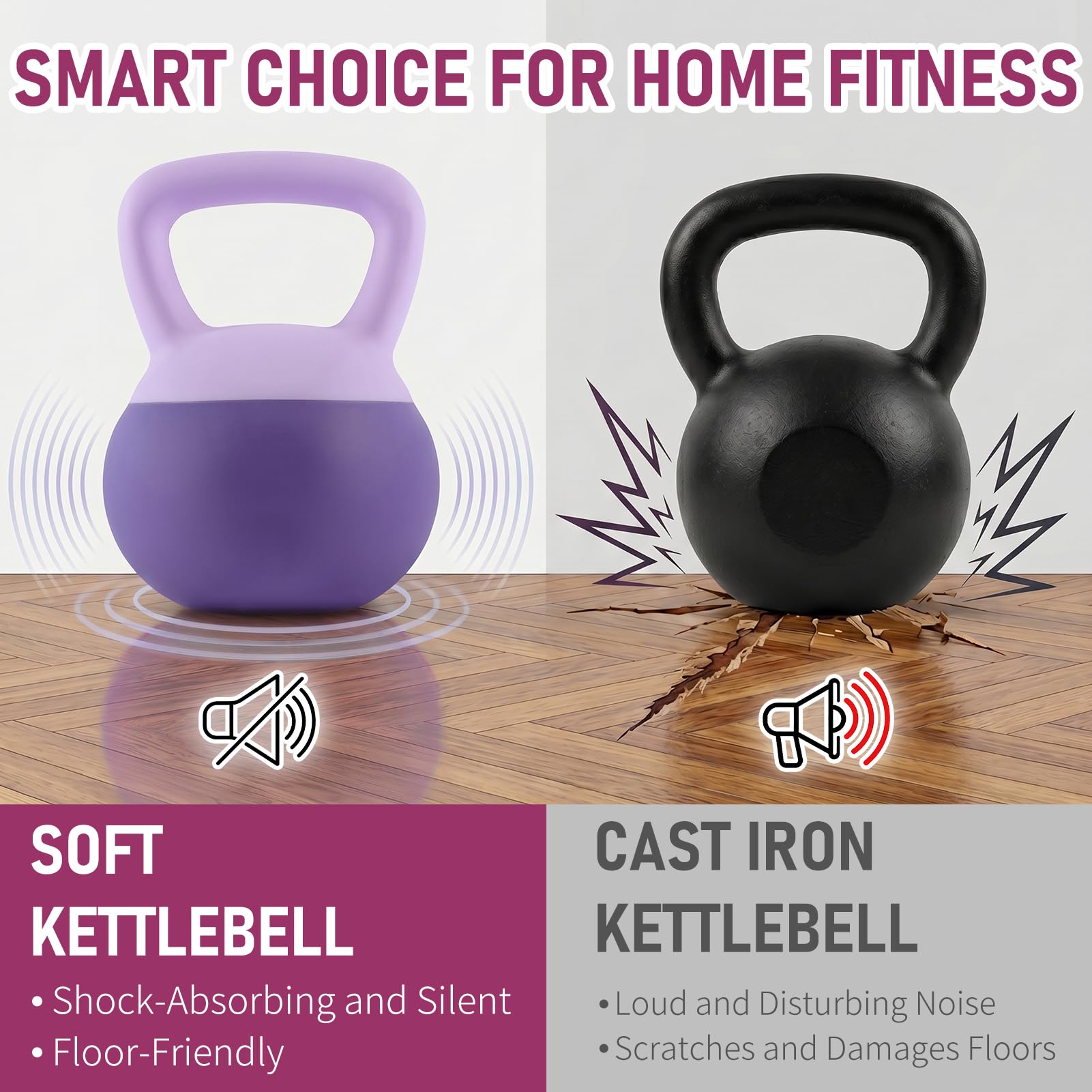 Soft Kettlebell 4-12kg - Bodenschonend und Leise, Eisensand-Kugelhantel mit ergonomischem Griff für Training zu Hause, Krafttraining - ideal für Damen und Herren