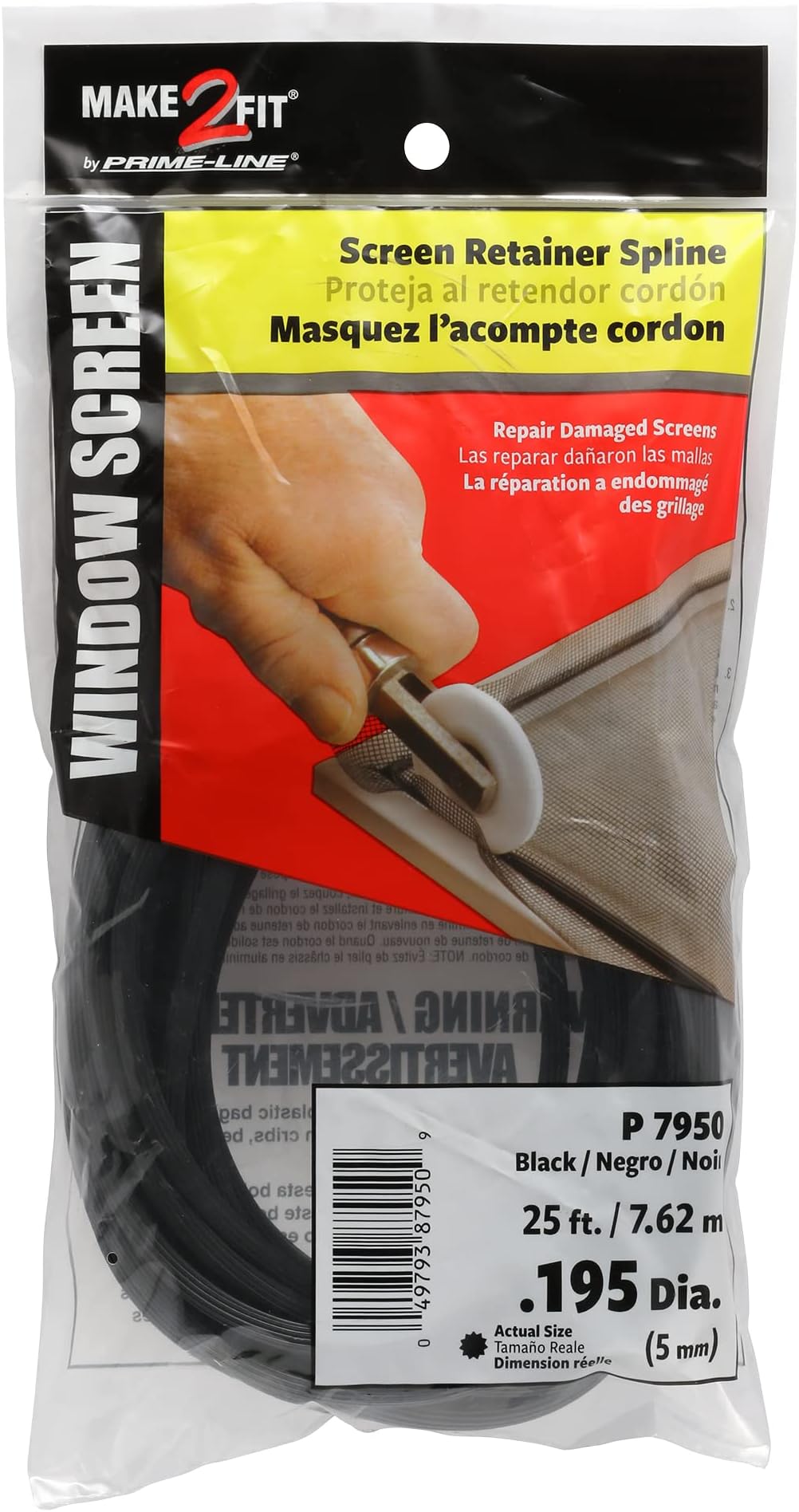 Products P 7950 Screen Retainer Spline.195-in, 25-ft, Black
