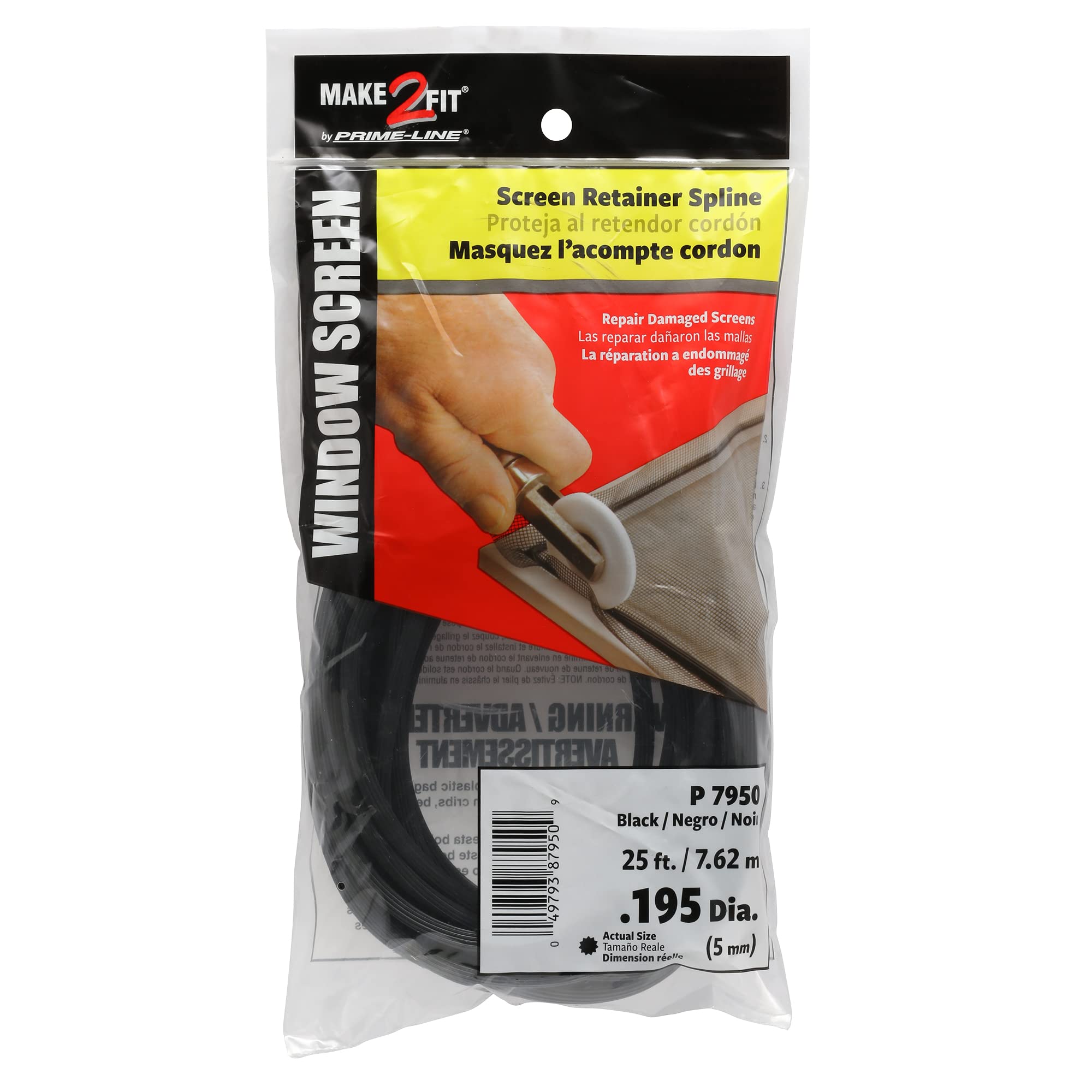 Products P 7950 Screen Retainer Spline.195-in, 25-ft, Black