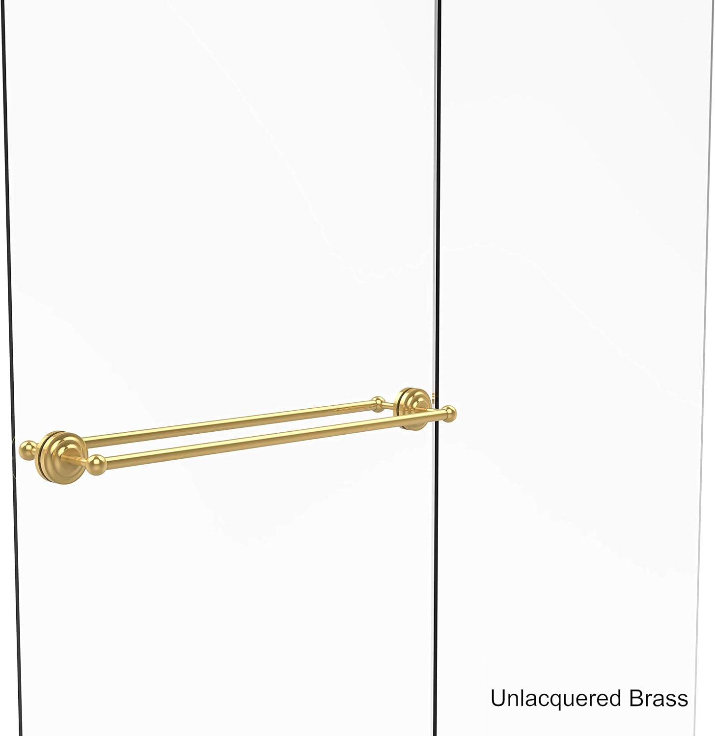 Allied Brass QN-41-BB-24 Que Collection 24 Inch Back Shower Door Towel Bar, unlacquered Brass