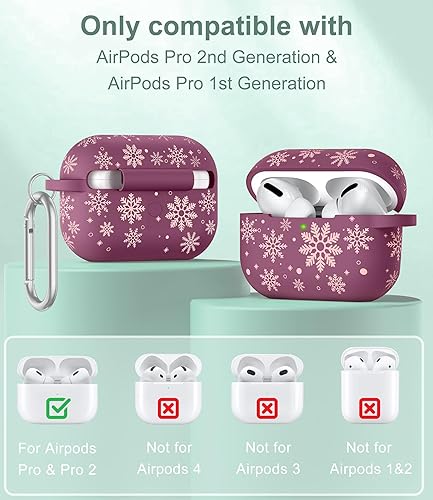 Miniatura 2 de TOYOUTHS Funda con grabado en dos tonos de copo de nieve para AirPods Pro de 21 generación, bonita funda protectora completa de silicona suave para