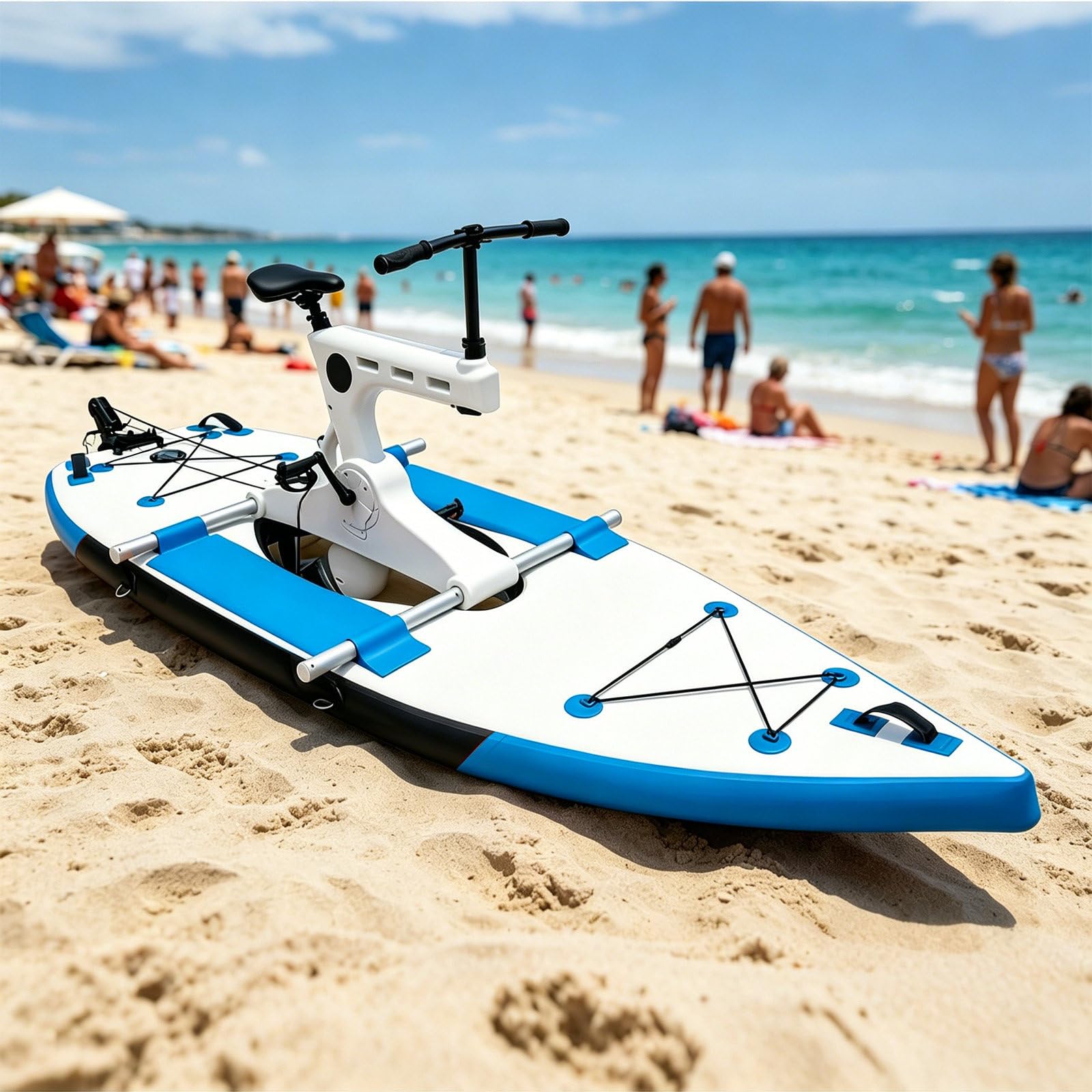 SICWEDIM Inflatable Water Bike For Water Sports, Pedal Water Bicycle With Widened Pontoon For Enhanced Stability, Inflatable Pontoon Water Bicycle For Lakes Rivers Coastal Resorts Campgrounds (Blue)