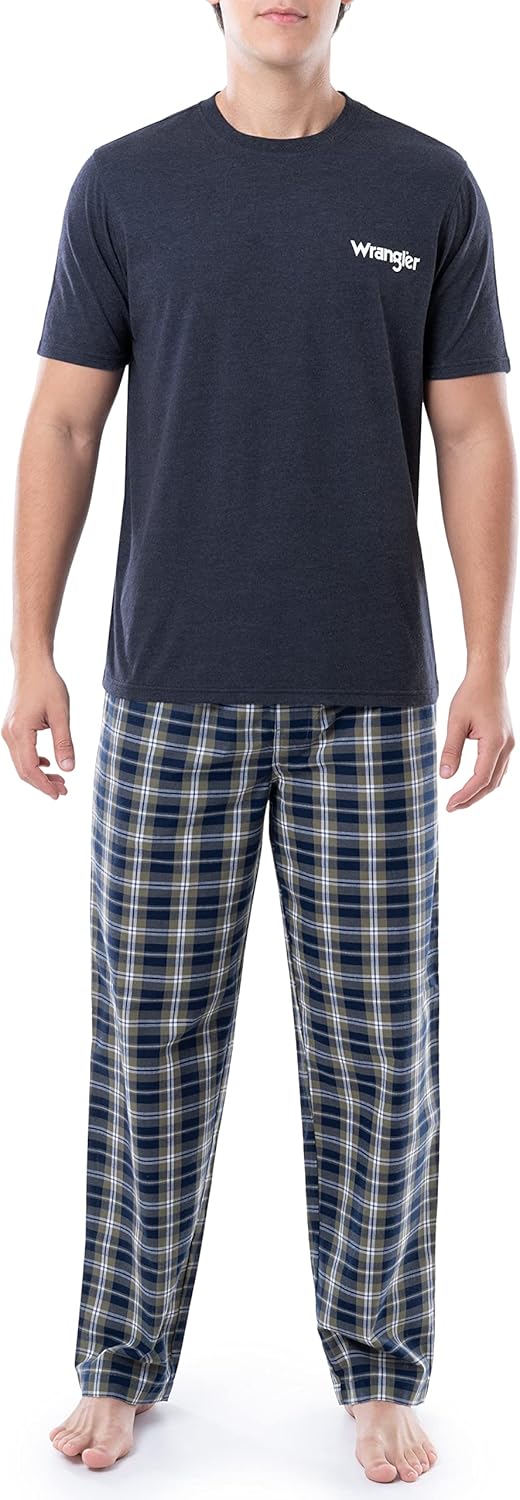 Wrangler Men's Jersey Top and Micro-sanded Pants Pajama Sleep Set