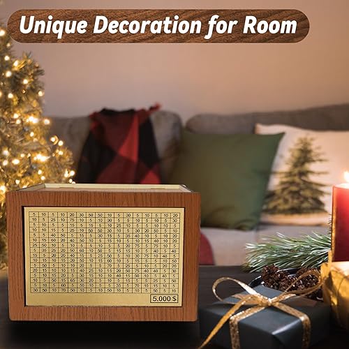 Miniatura 7 de Alcancía de madera, retro 5000300080001000010000 USD, caja de ahorro de dinero para billetes y monedas, alcancía grande personalizada para niños,