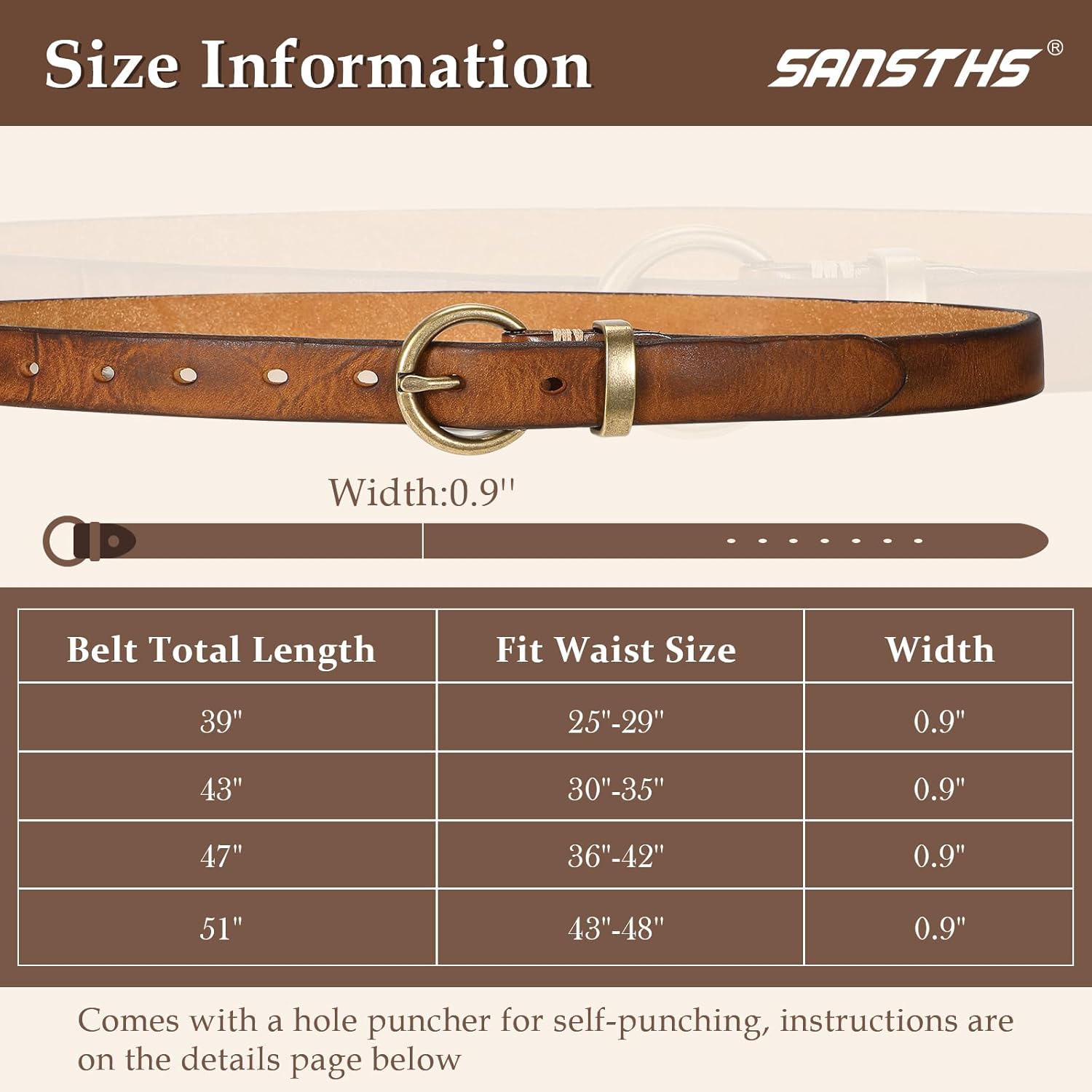 Womens Genuine Leather Belts for Jeans Pants Trendy Vintage Thin Leather Belt Gold Buckle Ladies Skinny Waist Belt - Image 6