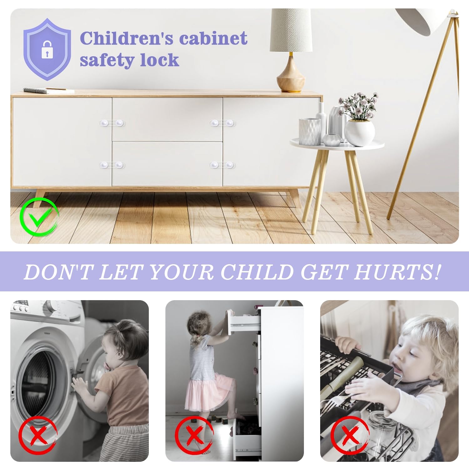 Bloque Porte Bébé, Kimsky 12 Pièces Securite Porte Enfant, Sécurité Enfant, Porte Securite Bebe avec Adhésif, Sans perçage pour Armoire, Tiroirs, Réfrigérateurs – Transparent