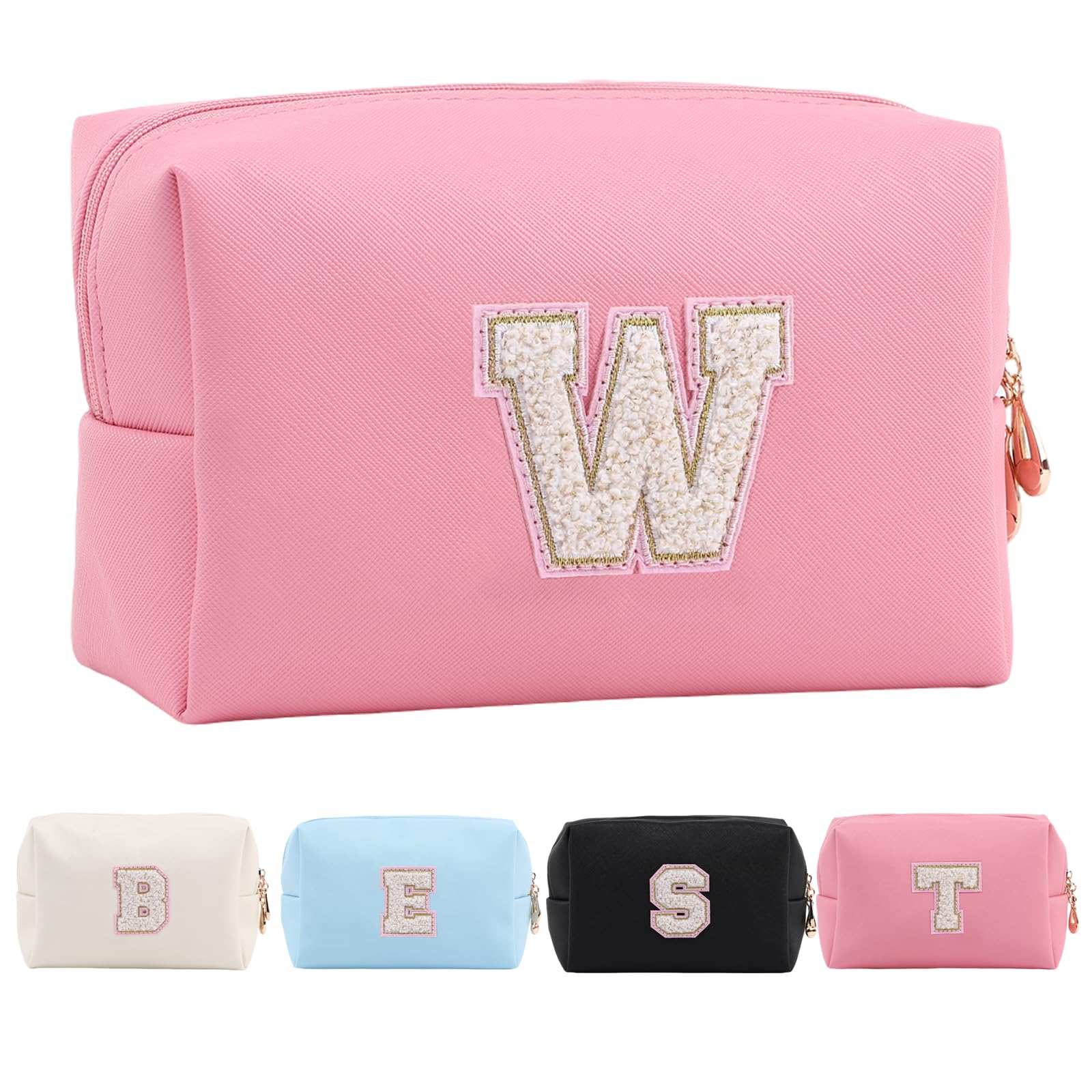 Personalized Makeup Bag,Waterproof Travel Makeup Pouch Cosmetic Bag Birthday Gift for Women Mom，Bride Bridesmaid Cosmetic Bag A-Z — view 11
