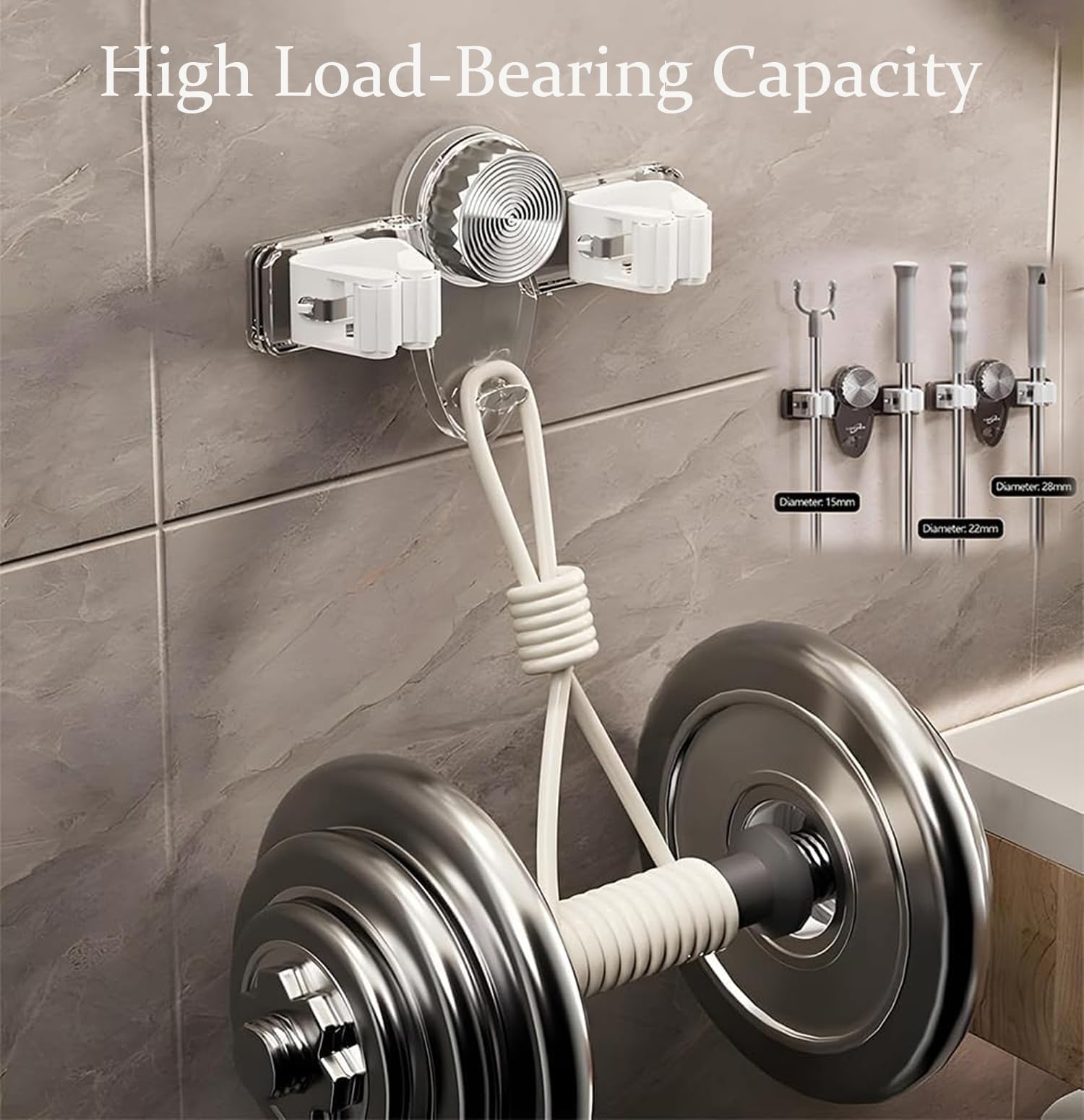 TYBDGXH Broom Hanger Mop Hanger, Wall Mount Broom and Mop Holder, No Punching Required Broom Hanger Organizer for Bathroom, Kitchen, Laundry Room, Broom and Mop Organizer wall Hanging (Transparent)