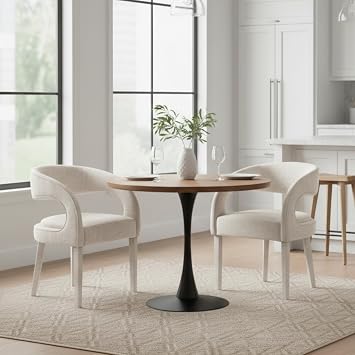 CIMOTA Modern Dining Chairs Set of 2, Upholstered Linen Kitchen & Dining Room Chairs Kitchen Chairs with Arms/Open Back Comfy Accent Chairs for Living Room/Bedroom, Linen Beige/2PCS