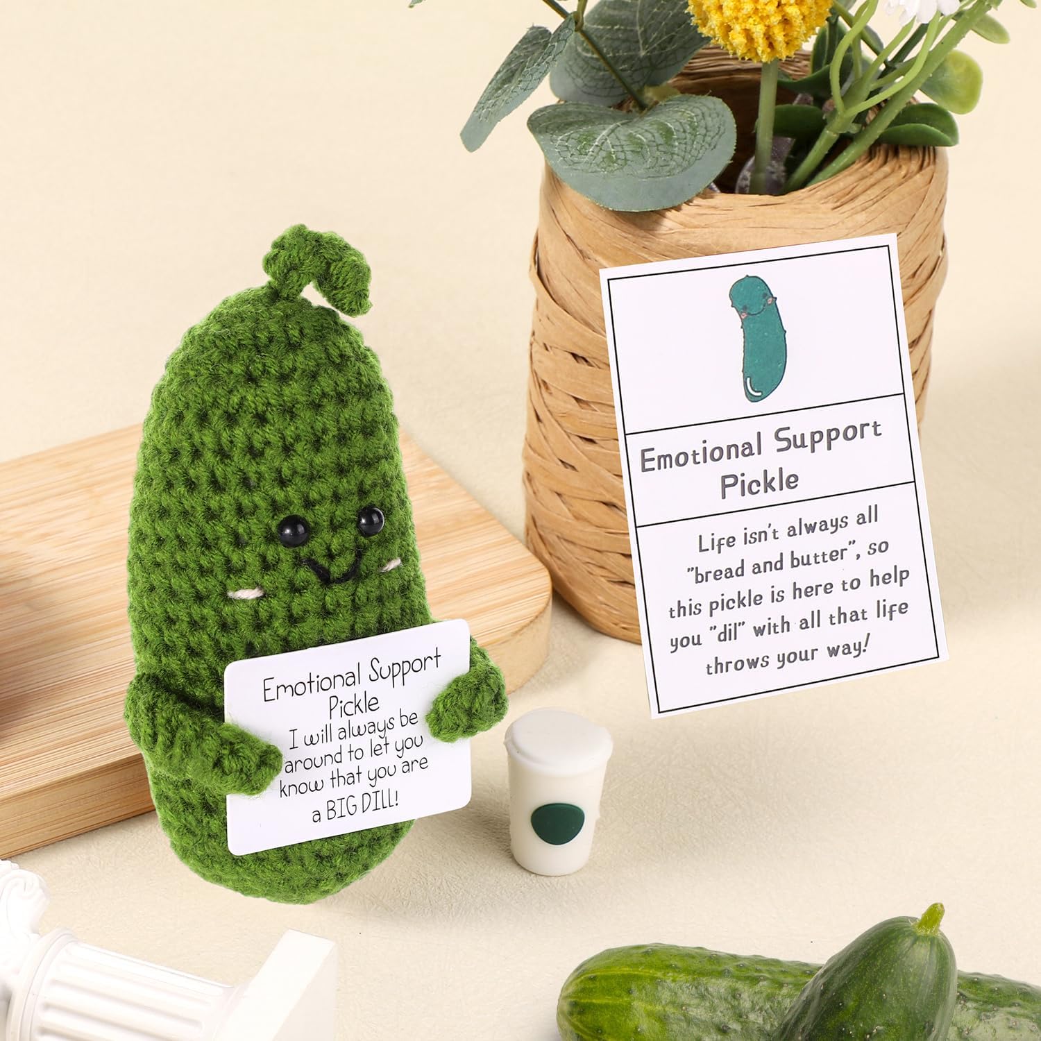 BOXOB Funny Positive Cucumber, 4 Inch Emotional Support Knitted Cucumber image 4