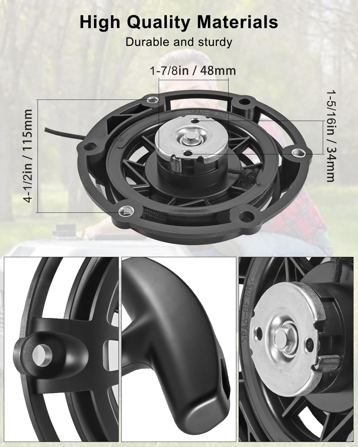 Recoil Starter with Handle and Bolts Fit for Wen 56225i Wen 56200i Predator Inverter Generator Surge 2000 Watt, Recoil Starter Assembly Replace 71343 59135 56225-1201 56200-120