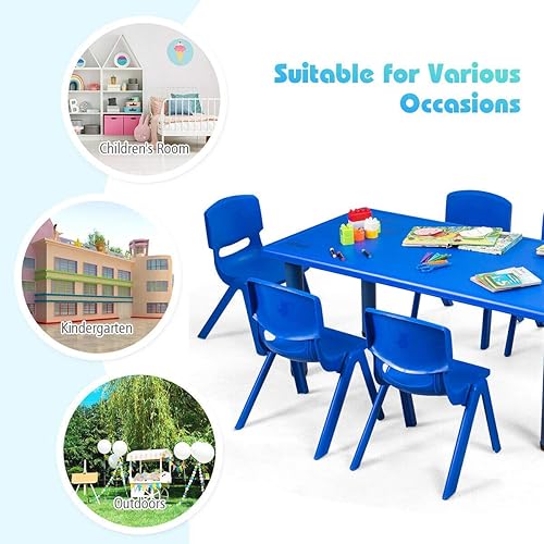 Miniatura 5 de Costzon Sillas escolares apilables de plástico, paquete de 6, sillas de aprendizaje para niños con altura de asiento de 11 pulgadas, asa de