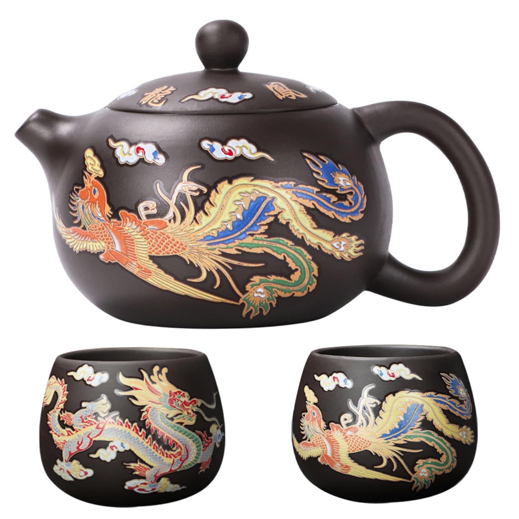 Juego de té chino de 250 ml tetera de arena púrpura y tazas