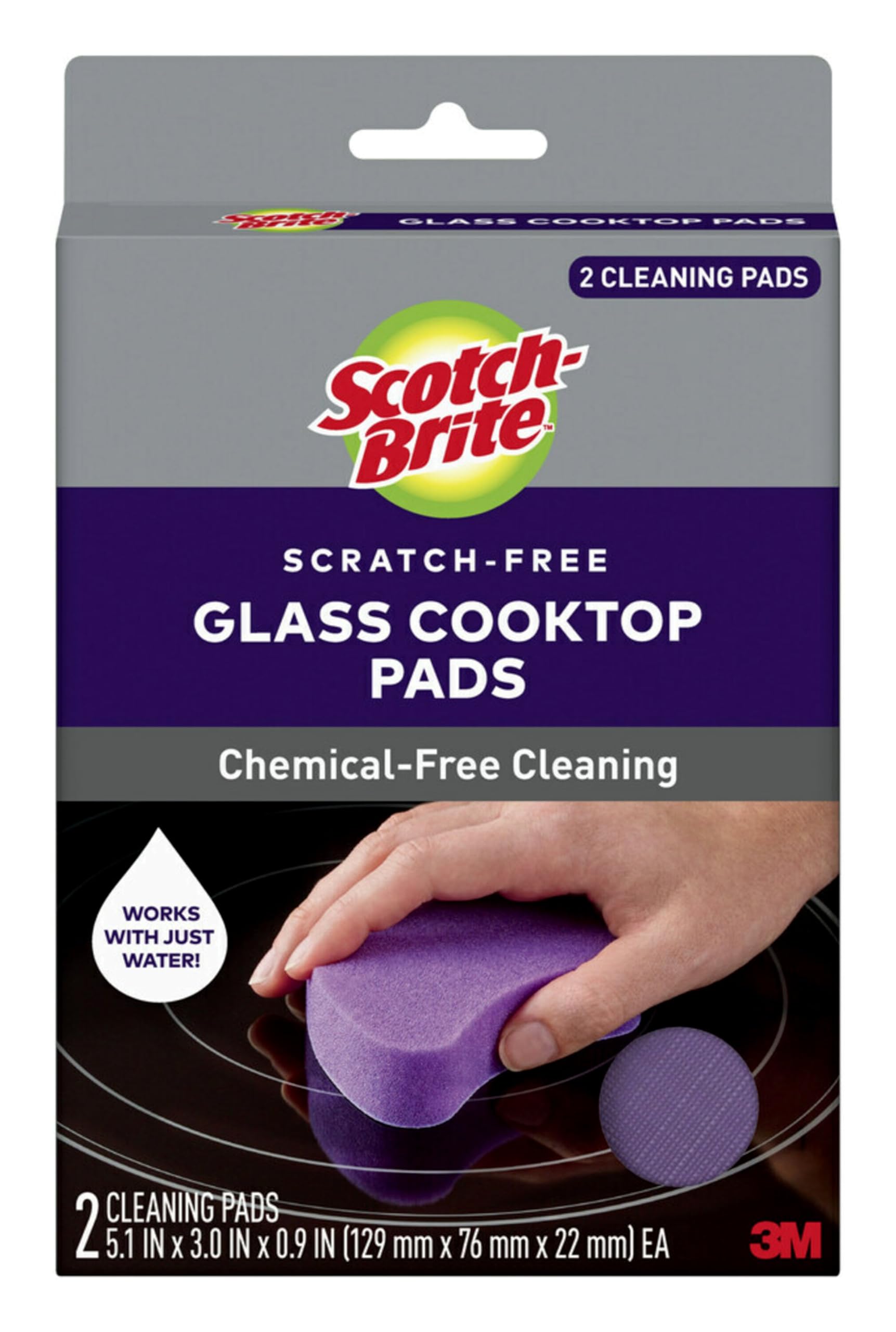 Scotch-Brite™ Glass Cooktop Pads , 4.1 in x 3.4 in x 1 in (104 cm x 86 m x 25), 6/2
