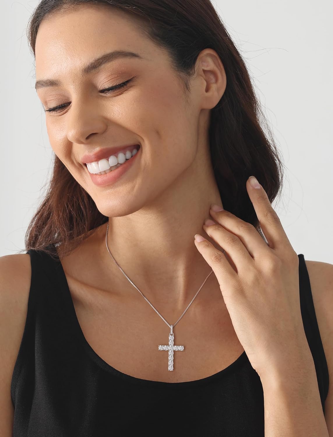 YL Round/Pear/Hear/Princess Cut Moissanite Cross Pendant Necklace for Women 925 Sterling Silver Religious Jewelry(D Color VVS1) - Image 3