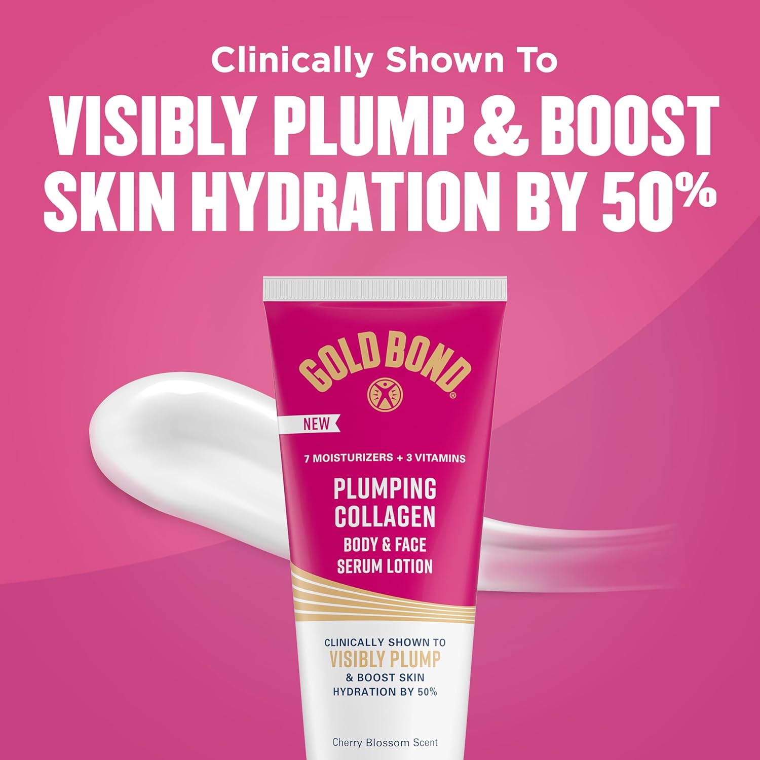 Gold Bond Plumping Collagen Body and Face Serum Lotion, Lightweight Hydrating Moisturizer with Collagen Peptide Complex, Jojoba and Grapeseed Oils to Visibly Plump Skin, Cherry Blossom Scent, 8 oz - Image 3