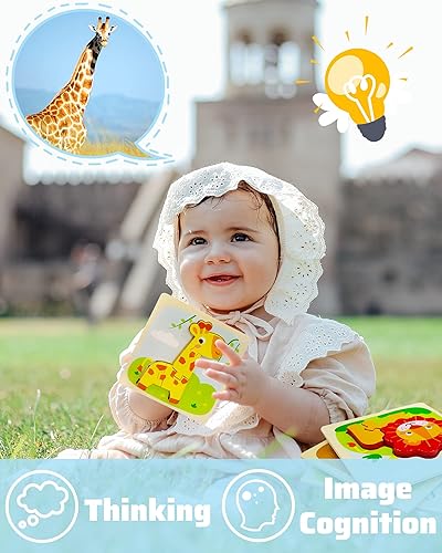 Miniatura 3 de Benresive Rompecabezas de madera para niños de 1 a 3 años, juguetes Montessori para niños y niñas de 1, 2, 3 años, paquete de 8 juguetes de animales