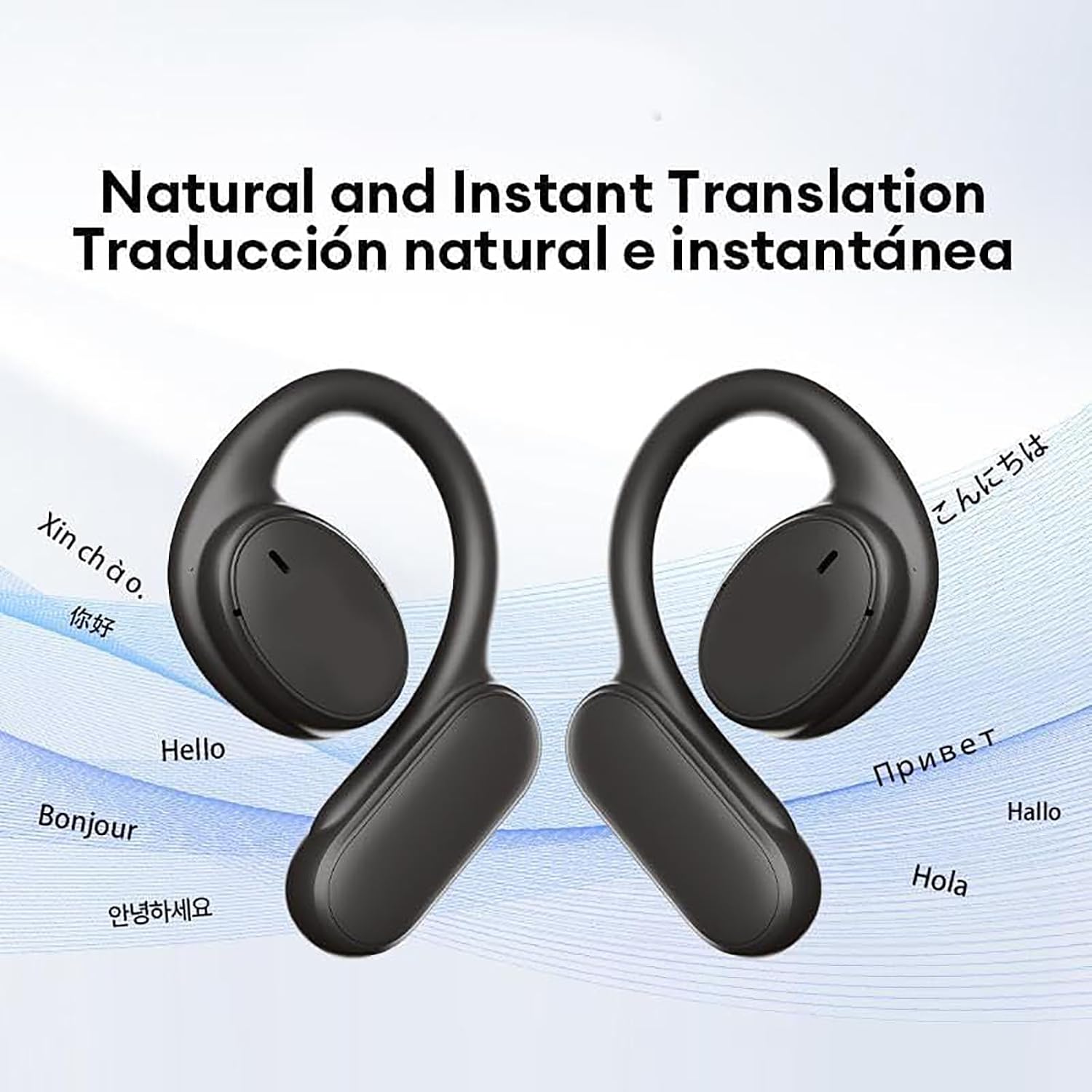 Earbuds with translation text