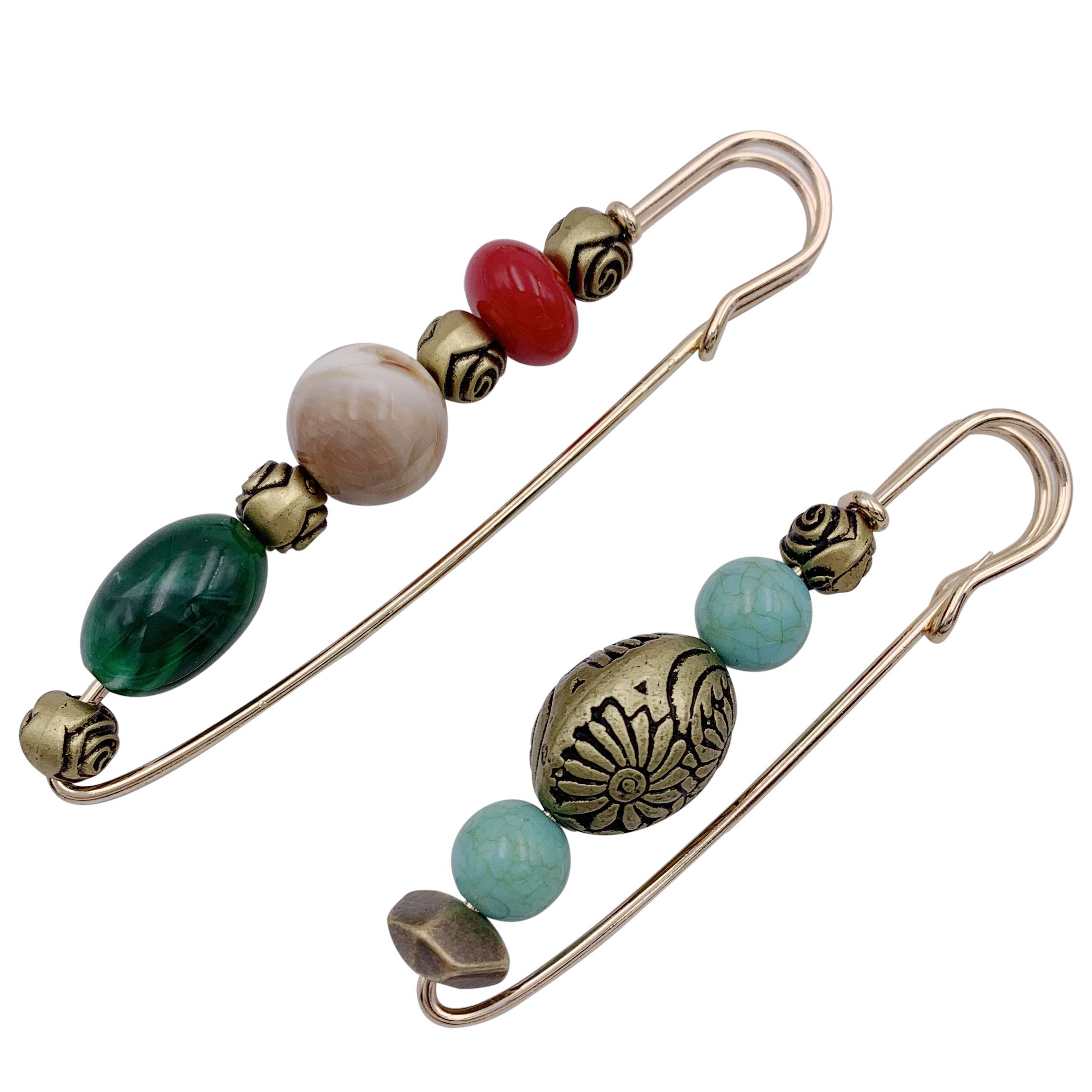 HAISWET Shawl Scarf Clip Retro Style Ornament Safety Pin Brooch Jewelry Set 2 Pcs