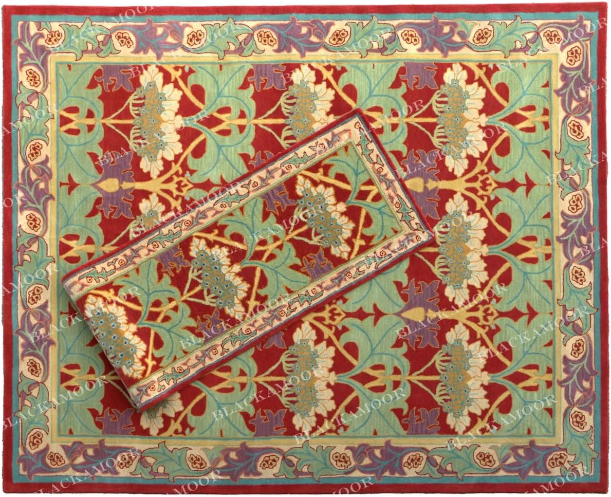Cecil Handmade Tufted Floral Desing Wool Area Rug and Carpet Living Room