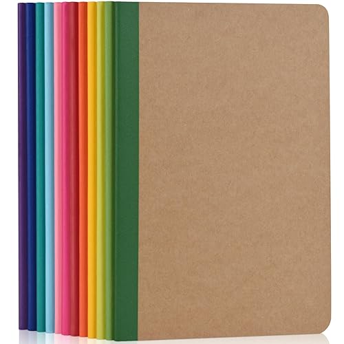 ZCZN Notizbuch A5 liniert, 12 Stück Notizhefte mit 30 Blatt, 12 Farben Heft für Büro und Schule