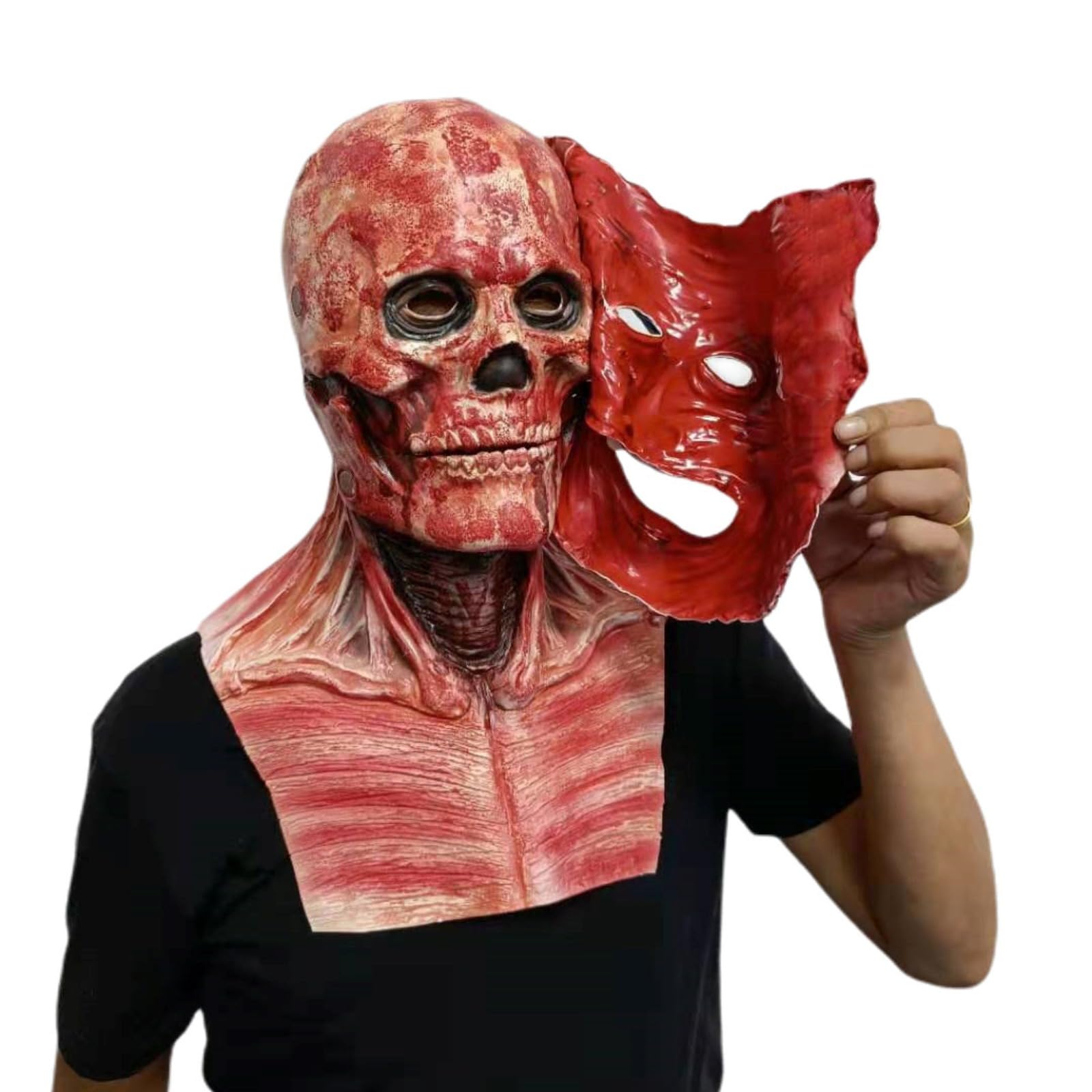 YuWangg Double-Layered Halloween Skull Mask - Movable Mouth, Adults Only