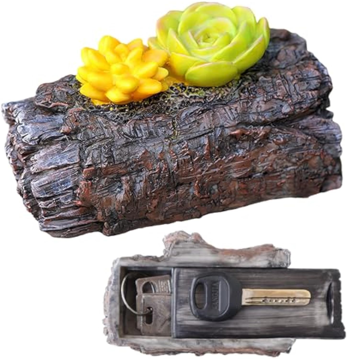 NALACAL Hide a Spare Key Outdoor Waterproof Fake Branch, With Succulent Key Hider Safe Storage Box, Safe for Outdoor Garden or Yard, Geocaching, Outside Indoor Garden Ornament Decorative
