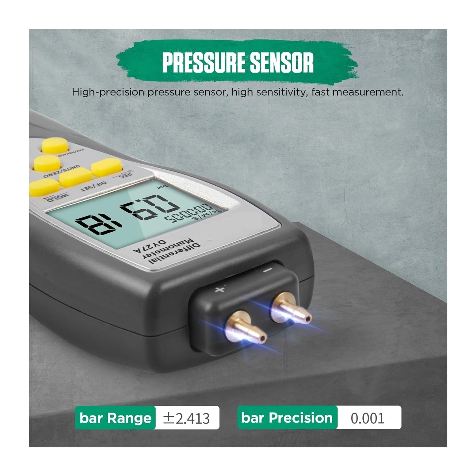 Manómetro de presión diferencial Digital DY27A probador manómetro aire precisión 0.001 psi,Medición de precisión