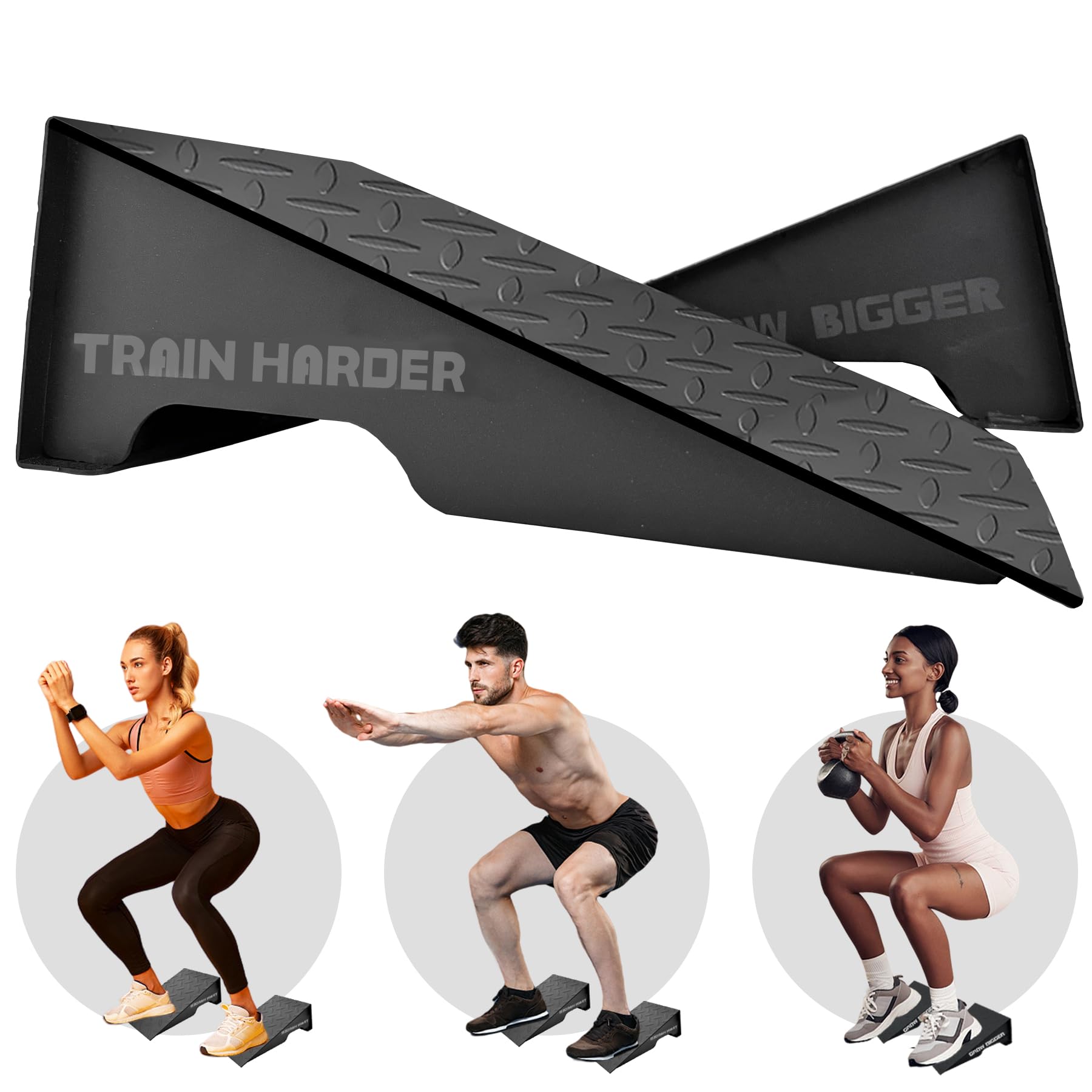 Metal Squat Wedge Block Set - Two Squat Ramp Wedges Leg Machines Heel Elevated Slant Board Non Slip Professional Weightlifting and Calf Stretching Raise & Stretch Heavy Duty Steel