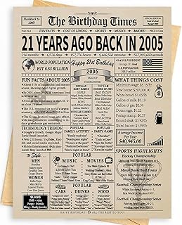 Happy 21st Birthday Card Gifts Decorations for Women Men Her Him | Funny Happy Unique 21 Year Old Gifts Ideas | Back In 2005