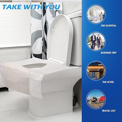 Miniatura 4 de Jasilon Fundas de asiento de inodoro desechables (80 piezas)  Funda de asiento de inodoro desechable XL para adultos y niños, accesorios esenciales