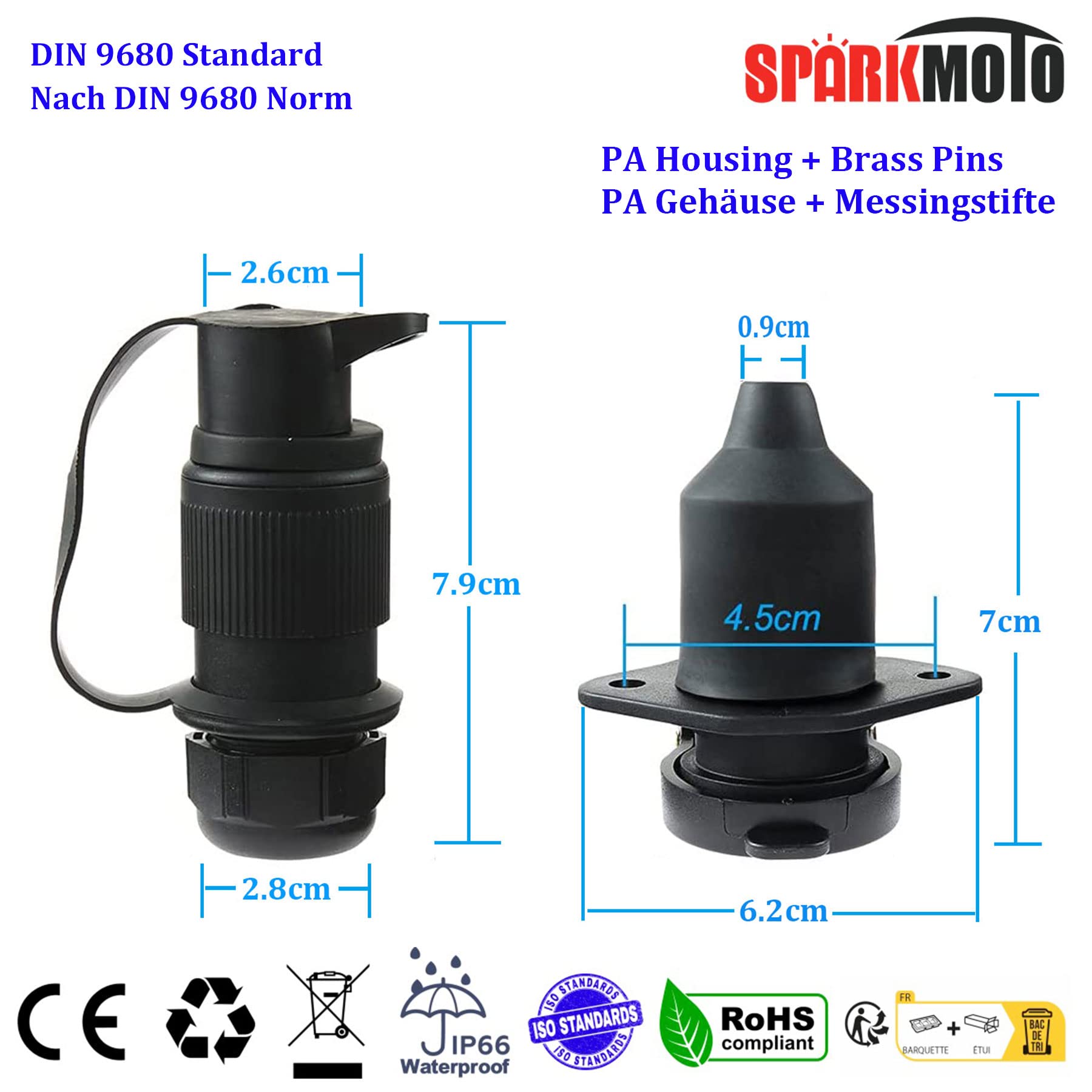 3 Pièces prise 3 broches tracteur et fiche 3 broches tracteur,12V 24V double tension prise tracteur 3 broches male femelle,Connecteur Prise 3 Broches pour Tracteur Agricole Véhicule