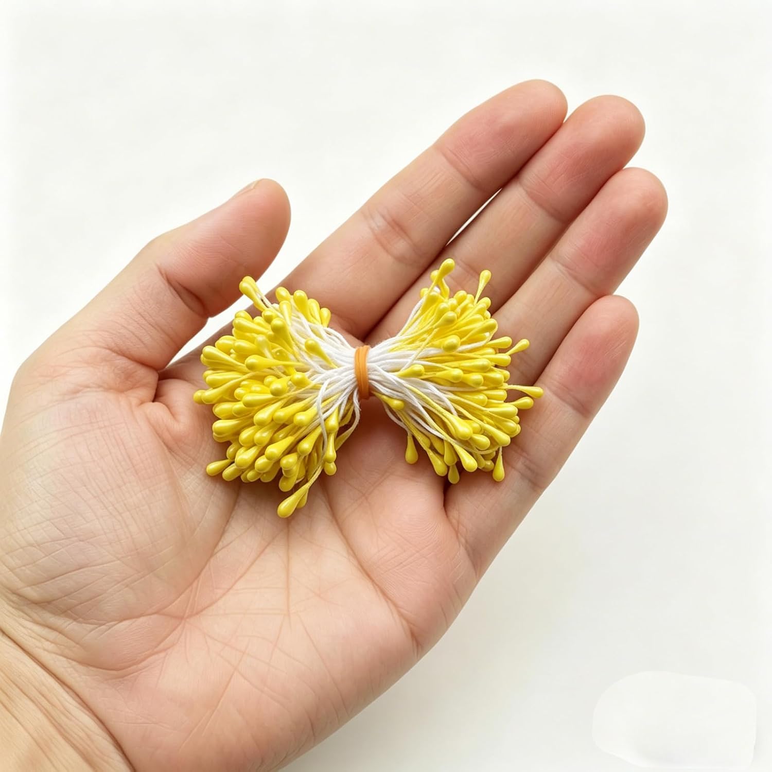 300 PCS 3mm Pearl Double Heads Handmade Flower Stamens for Flower Making Crafts, Artificial Pistil Pearl Floral Stamens for Party Craft Scrapbook Accessories Christmas Wedding Decoration/Yellow image 3