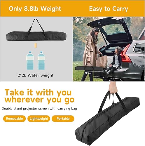 Miniatura 5 de Pantalla de proyector para exteriores con soporte, pantallas de proyector plegables de 120 pulgadas con bolsa de transporte portátil, pantalla de