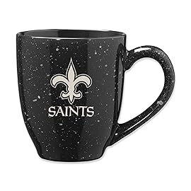Rico Industries NFL Football New Orleans Saints 16 oz Team Color Laser Engraved Ceramic Coffee Mug SPK 16oz Team Colored Laser Engraved Ceramic Mug