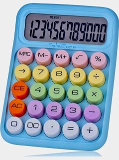 Mechanical Pushbutton Financial Calculator 12 Digit Large LCD Display Big Buttons Candy Calculator Solar&Battery Automatic Sleep Calculator for Office,School,Home,Multicolor (3YearsWarranty) - Amazon product rated Grade A