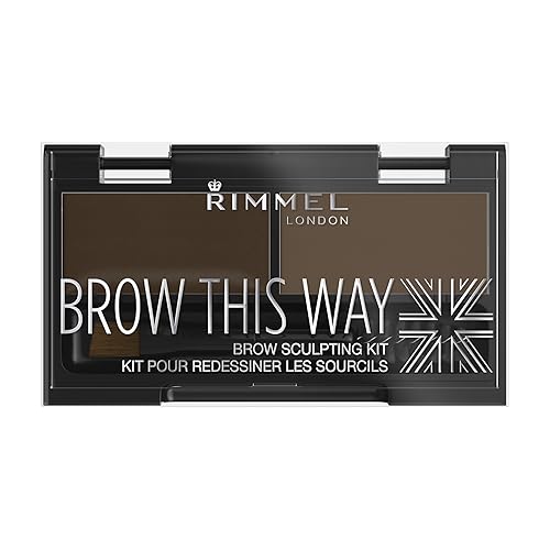 Rimmel Brow This Way Sculpting Kit, Dark Brown, Powder 0.04 oz., Wax 0.03 oz., Brow Sculpting & Styling Kit with Eyebrow Wax & Setting Powder Marrón