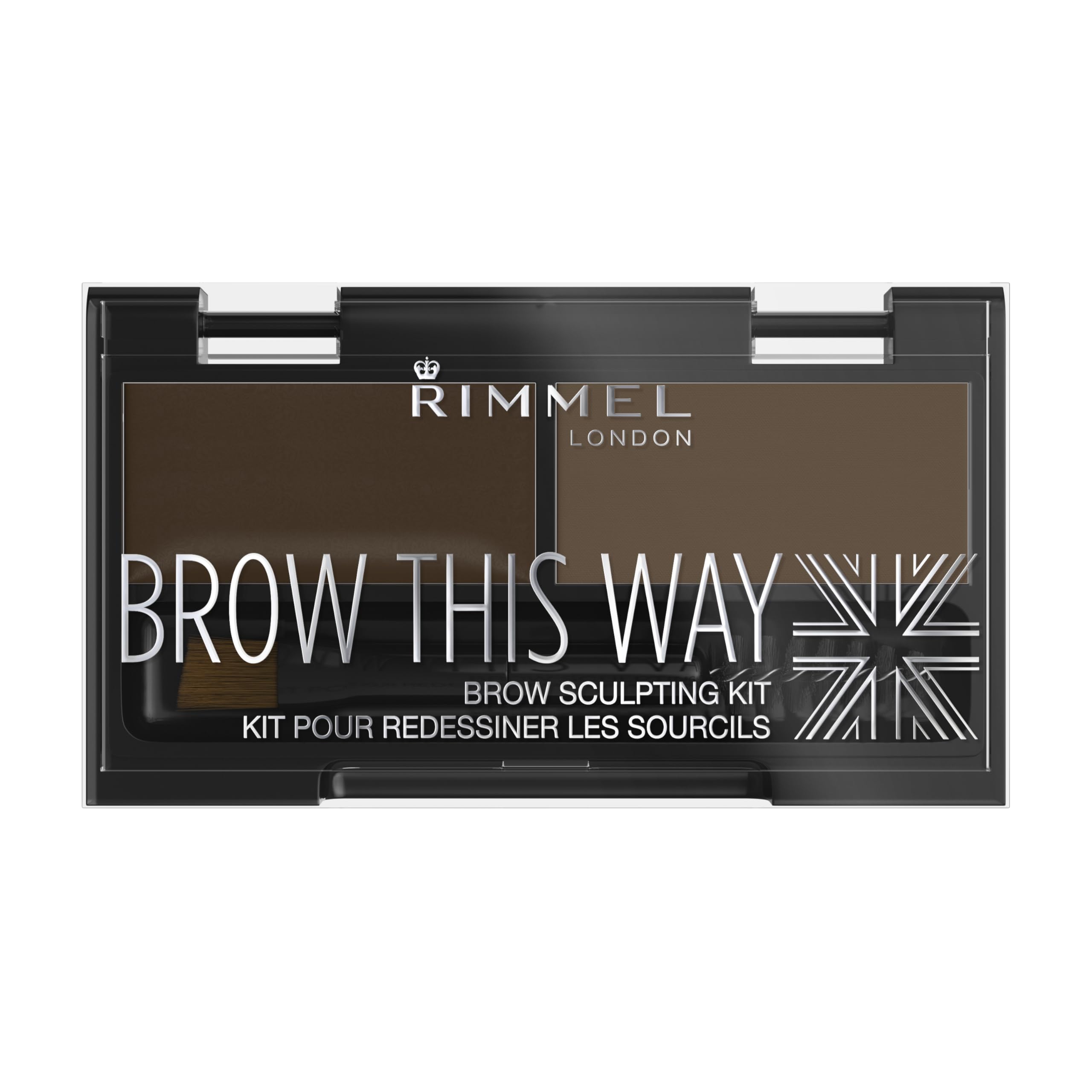 Rimmel Brow This Way Sculpting Kit, Dark Brown, Powder 0.04 oz., Wax 0.03 oz., Brow Sculpting & Styling Kit with Eyebrow Wax & Setting Powder