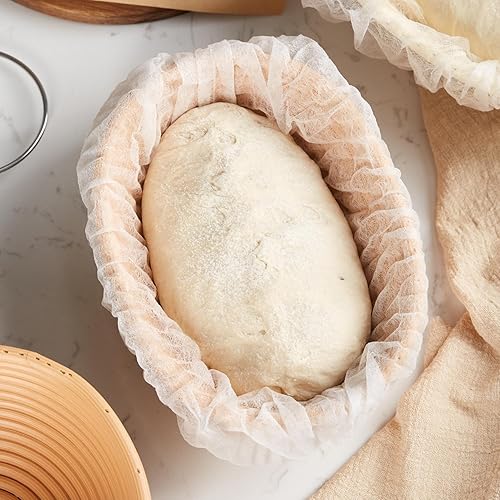 Miniatura 6 de ROCKSHEAT Banneton - Juego de cesta para hornear pan, kit de iniciación de masa madre, herramientas para hornear pan de masa madre, cesta redonda de