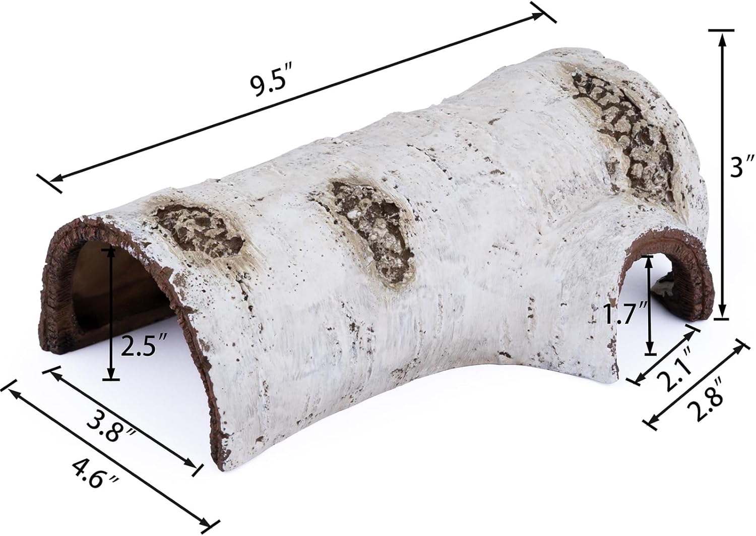 Natural Reptile Hide Basking Platform, Hideout Decor for Aquarium, Fish Tank, Bearded Dragon, Gecko, Shrimp, Betta (Birch Tree Hiding Cave, Large)