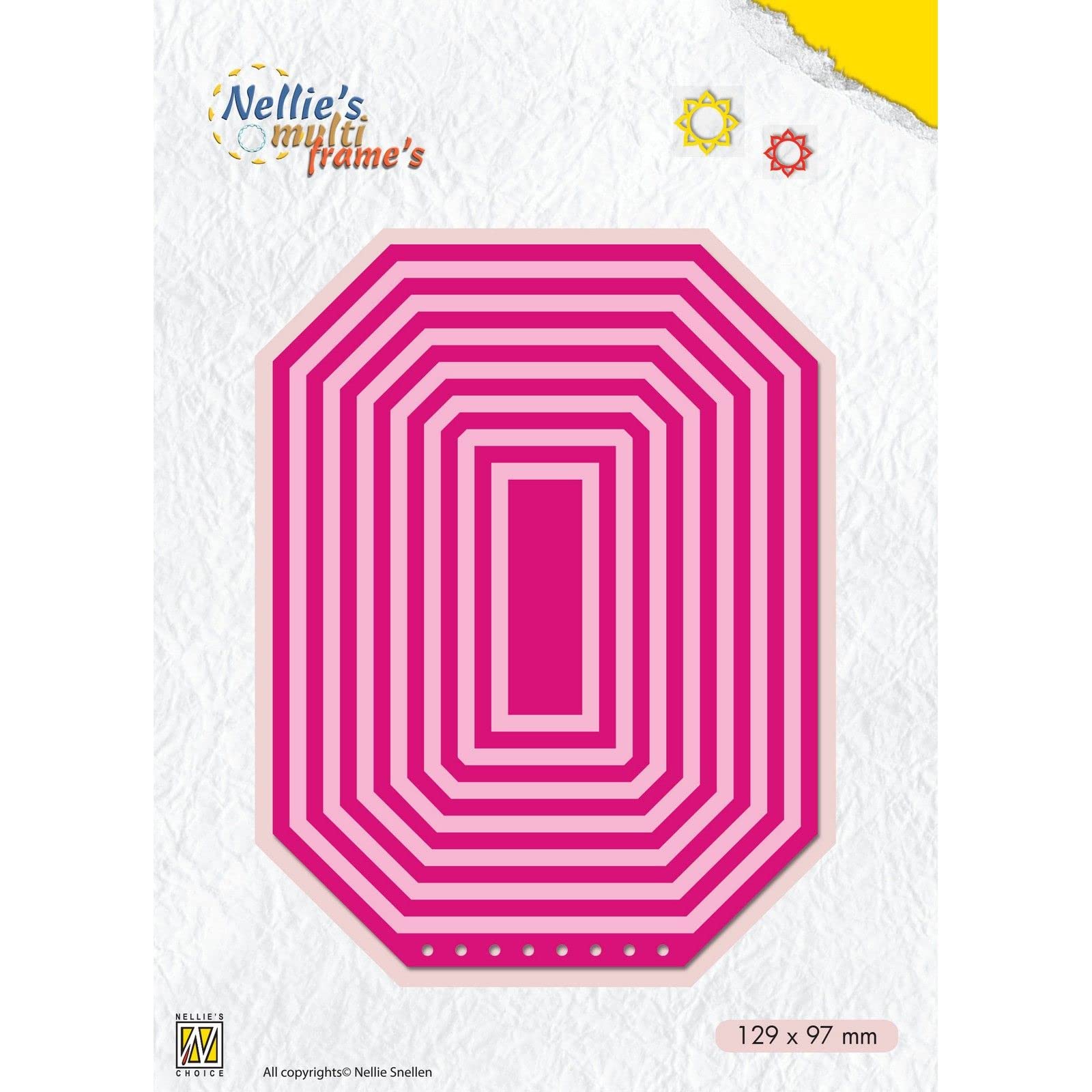 Nellie's Choice Nesting Rectangle Booklet Multi Frame, 12.9 x 9.7 cm, 15 Cutting, Card Making Supplies, Metal Dies for Scrapbooking, DIY and Paper Crafts, Pink, 129x97mm