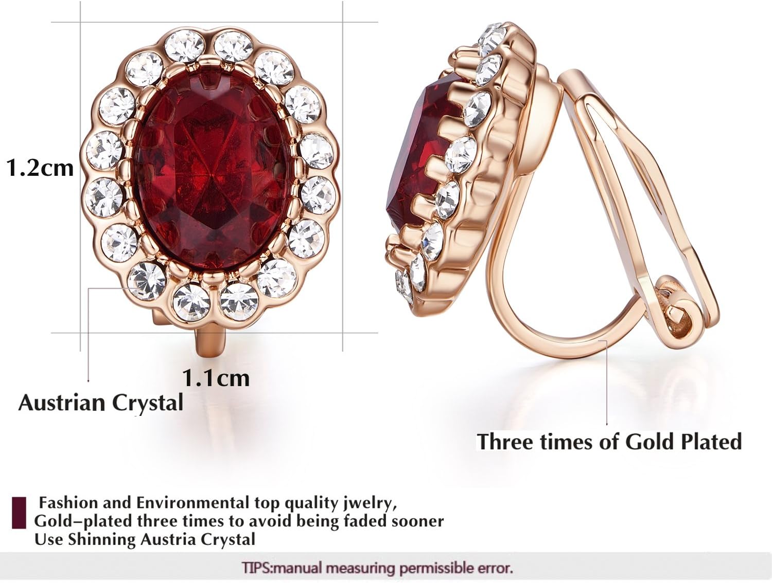 Yoursfs Austria Crystal Clip on Earrings for Women 18K Gold Plated Fashion Jewelry with Halo CZ Rhinestone Non Pierced Earrings - Image 2