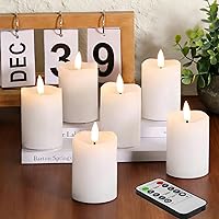 Vista 11 de Eywamage Velas votivas sin llama de cera de color marfil con pilas remotas, 2 x 2 pulgadas, pequeñas velas LED parpadeantes, juego de 6