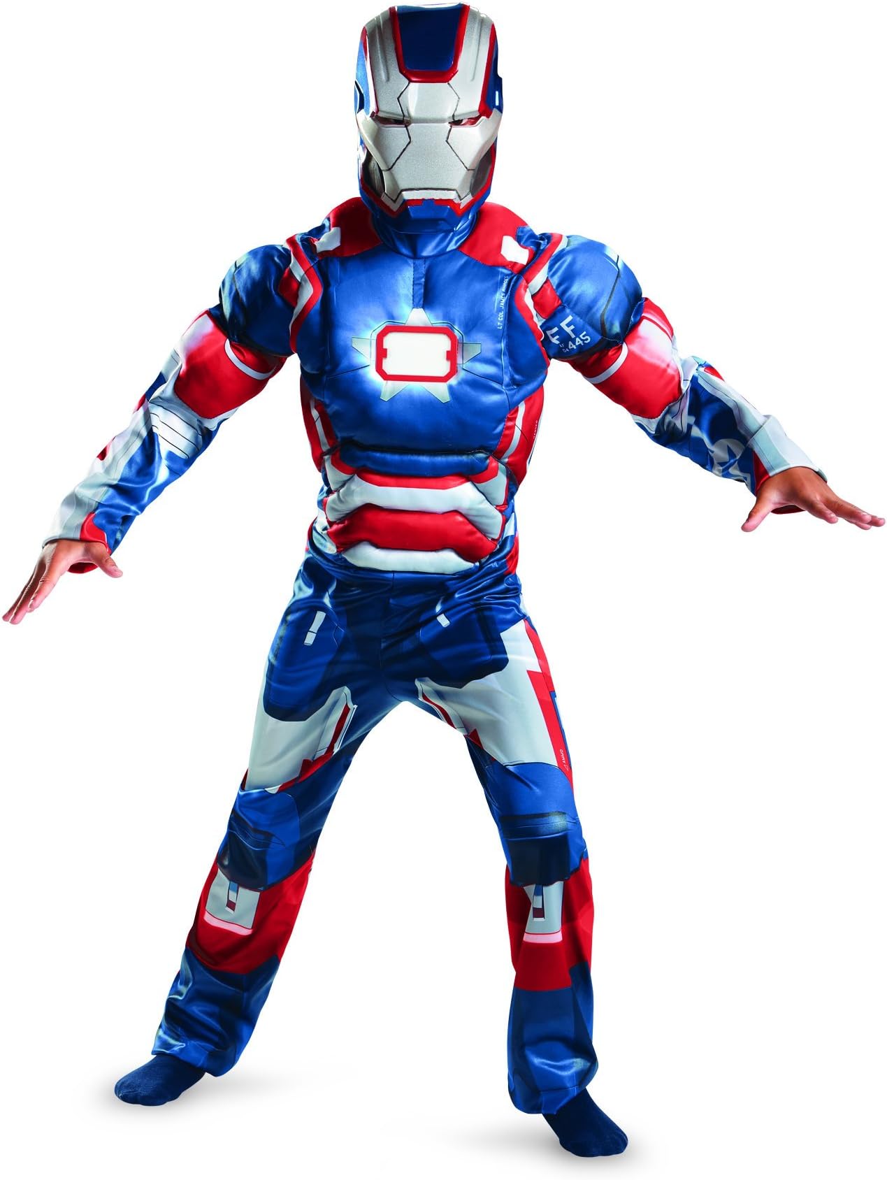 Disguise Marvel Iron Man Movie 3 Iron Patriot Boys Muscle Light Up Costume, 10-12
