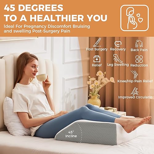 Miniatura 9 de Almohada de cuña de cama para dormir 3 piezas y almohada de elevación de piernas