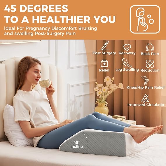 BIEEZZK Leg Elevation Pillow Blood Circulation, 23.616.88in, White/Grey