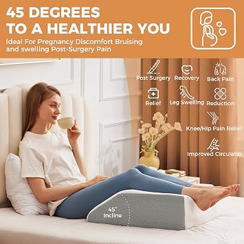 BIEEZZK Leg Elevation Pillow Blood Circulation, 23.616.88in, White/Grey