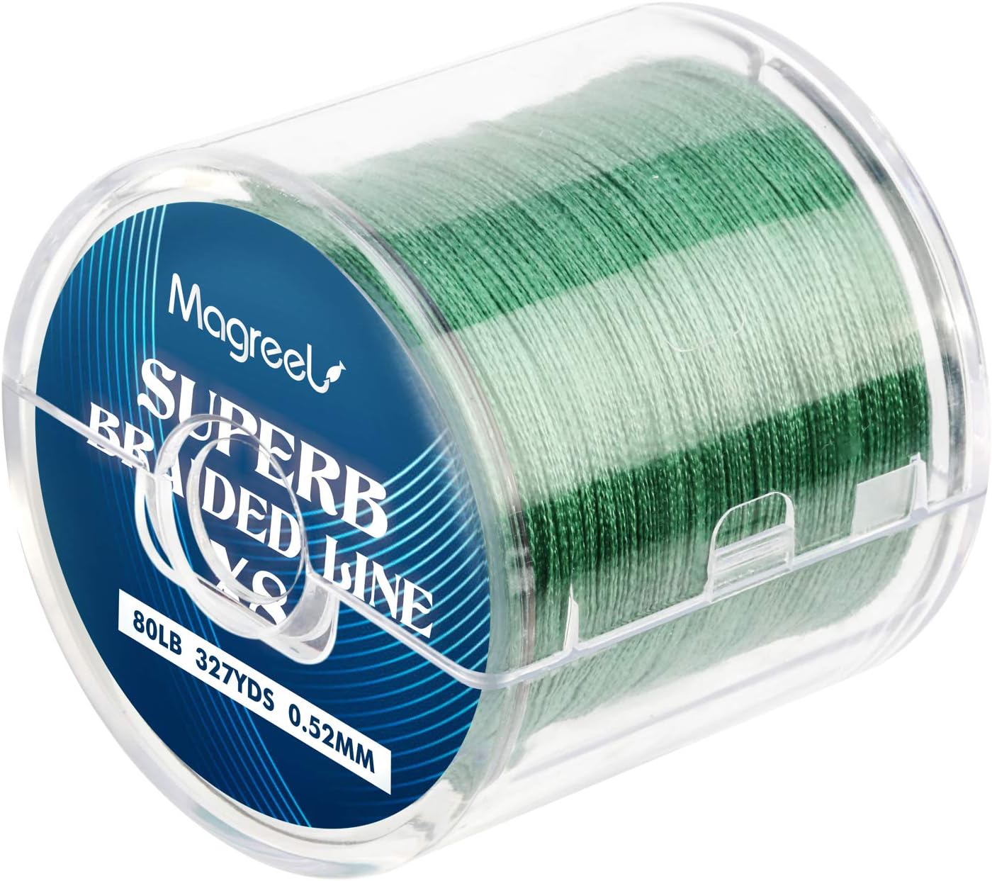 Magreel Braided Fishing Line, Abrasion Resistant Braided Lines High Performance Strong 4 or 8 Strand Superline Smaller Diameter Zero Stretch,6lb-80lb,327Yards,Green/Low-Vis