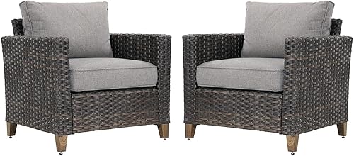 Miniatura 9 de Grand patio Muebles de exterior, sofá modular de mimbre para patio, sofá individual con cojines gruesos para terraza, porche, piscina, jardín Sofá