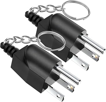 Generator Grounding Plug with Keychain - Portable Neutral Ground Bonding Adapter NEMA 5-15P to 5-15R/TT-30R for Inverter Generators, RV, Trailer, Camping - Easy Storage & Anti-Loss2Pack ,Black